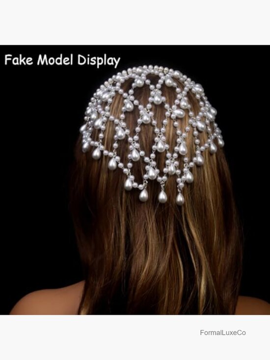 Pearl Head Chain Flapper Headpiece for Women 1920s Gatsby Hair Accessory